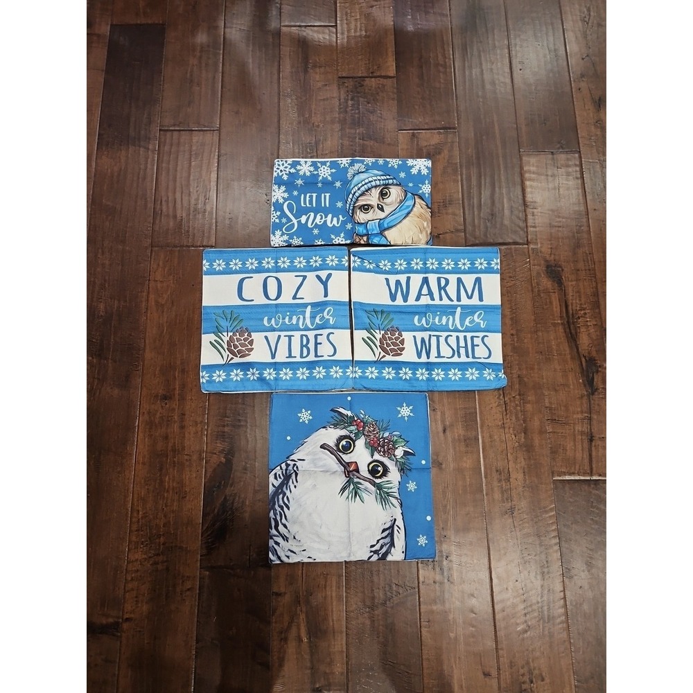 Winter Pillow Covers BEAUTIFUL‎ OWL Theme (Pack of 4)
